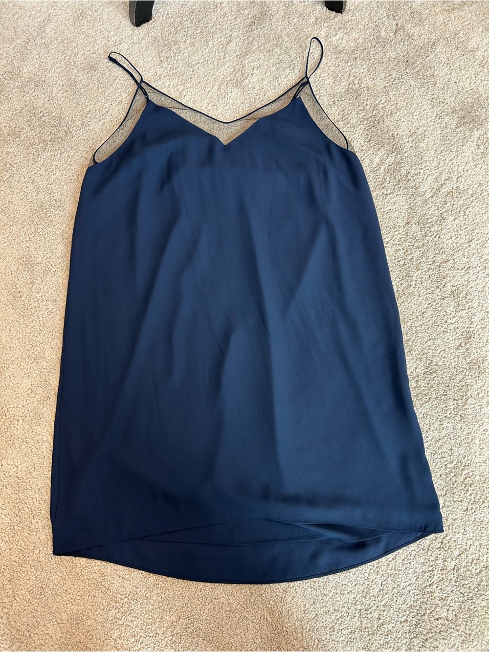 Aritzia Babaton Navy Blue black Mesh Slip Dress L Sleeveless Sheer Overlay NWOT - Picture 7 of 14